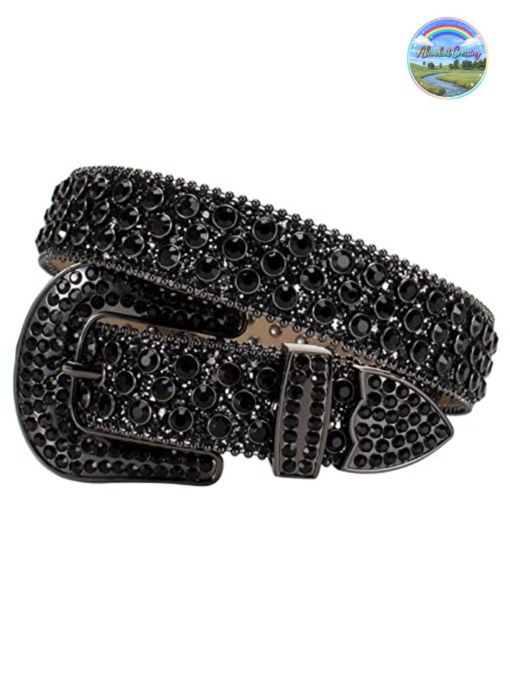 Rhinestone Belt Microfiber Leather Hand-Set Western Bling Buckle